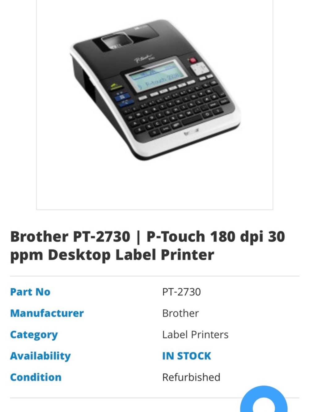 Brother P-Touch PT-2730 Black and White Desktop Label Maker